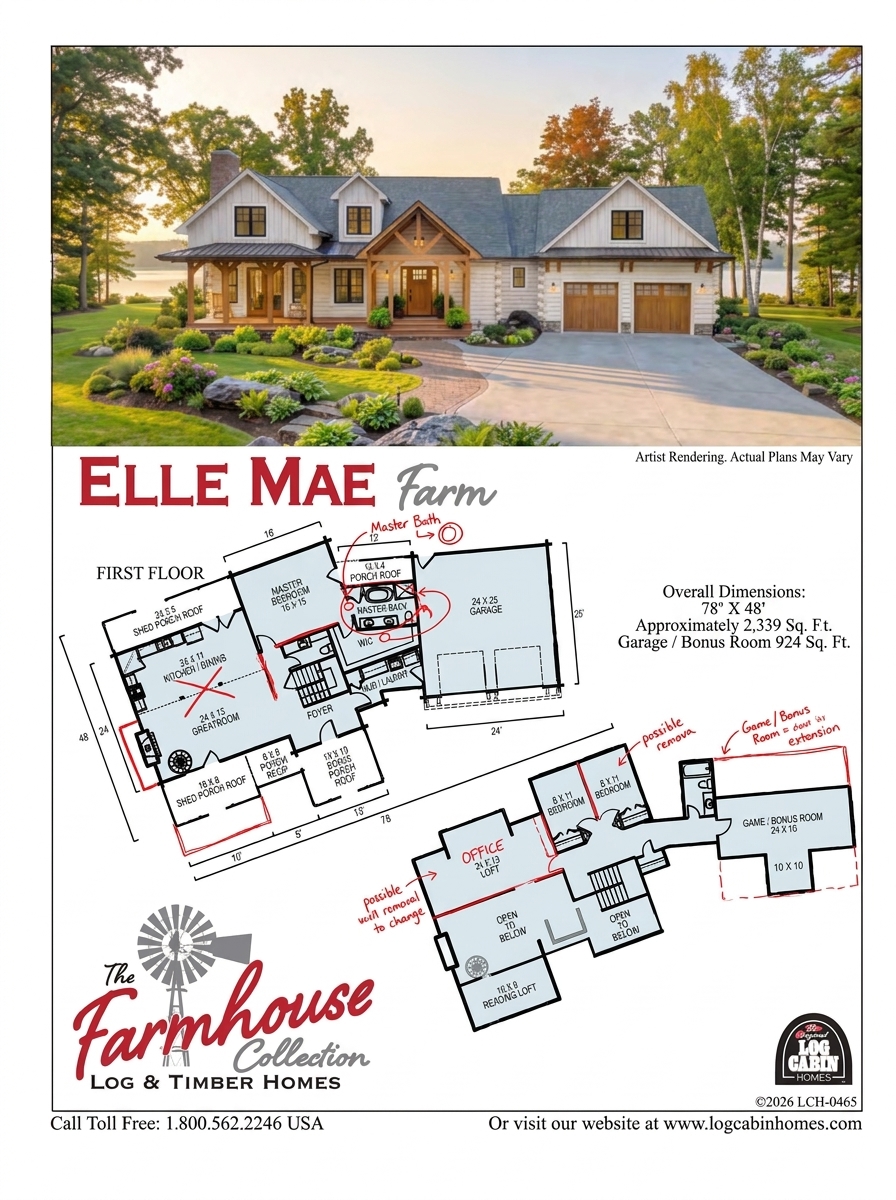 Custom log home floor plan design